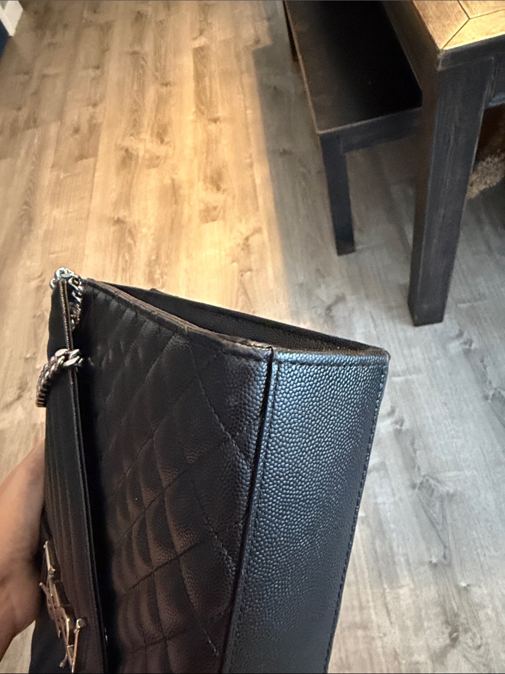 Saint Laurent large envelope Black Quilted Shoulder Bag silver hardware like NEW - Picture 15 of 16